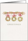 Christmas Three Wreath Evergreen Branch Greetings Joy Peace card