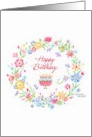 Christian Birthday Fields Flowers Country Wreath Kind Special Blessing card