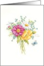Christian Birthday Summer Flower Bouquet Blessings card