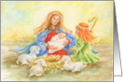 Christmas Christian Shepherd Boy Visits Jesus and Mary Prayers card