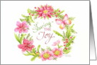Christmas Christian Wreath Sharing the Joy Comforting Peace card