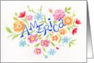 Blank America Flower Heart Any Occasion Note Card
