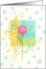 Birthday Pink Tulip Caring Thoughts Peace Happiness Wishes card