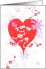 Valentine’s Day Big Heart And Flowers Joy Love Happiness card