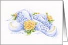 Baptism Baby Shoes Yellow Roses Happy Day Joyful Blessings card