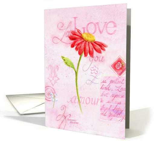 Valentine's Day Love Letters Wonderful You Red Daisy card (1115350)