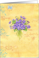 Blank Note Sweet Purple Violet Bouquet card