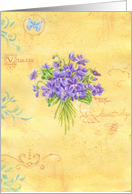 Sympathy Sweet Purple Violet Bouquet Heartfelt Thoughts card