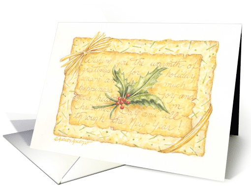 Happy Holidays Thoughtful Holly A Gift of Money Enclosed card