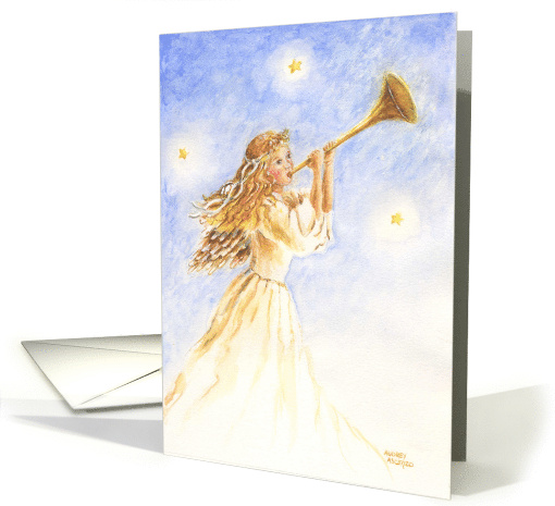Christian Christmas Angel With Musical Horn Religious card (1149098)
