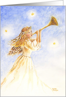Christian Christmas Angel With Musical Horn Religious card