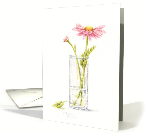 Blank Note Any Occasion Pink Daisy in Vase card (115190)