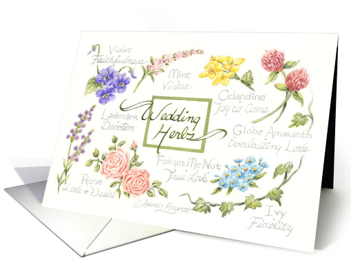 Wedding Congratulations Flowers of Love Wedding Herbs card (1154490)