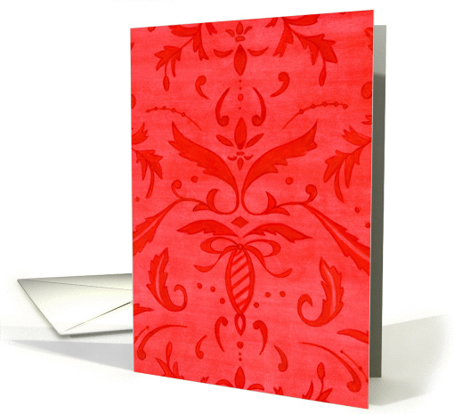 Happy Holidays Sharing Joy and Peace Red Damask Pattern card (116940)