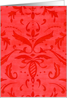 Happy Holidays Sharing Joy and Peace Red Damask Pattern card