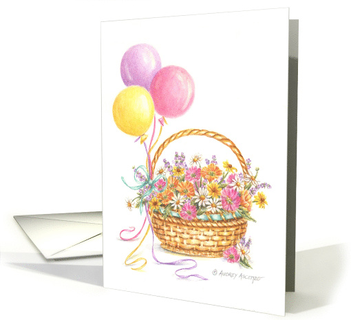 Birthday Balloons and Wildflower Basket Special Wishes card (118471)