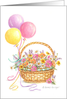 New Job Congratulations Balloons Wildflowers Basket Success Happiness card