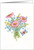 Get Well Flower Bouquet With Butterfly card