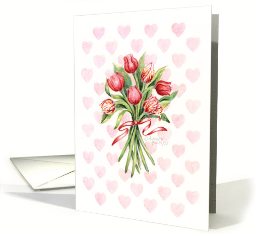 Valentine Beautiful Red Tulip Bouquet card (132306)