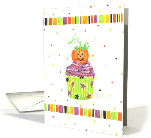 Halloween Friend Pumpkin Cupcake Sweet Treats Enjoy the Day card