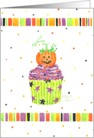 Birthday Halloween Pumpkin Cupcake card