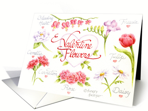 Valentine For The One I Love Valentine Flowers card (133134)