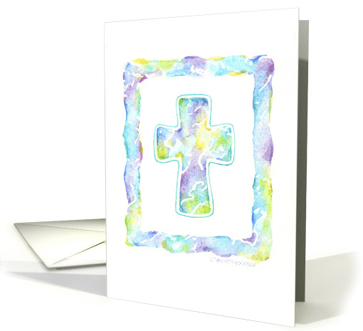 Ash Wednesday Cross Watercolor Shades of Blue Blessed Holy Season card