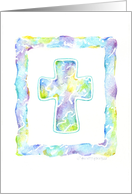 Confirmation Cross Watercolor Shades of Blue card