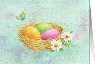 Easter Beautiful Colored Eggs Nest card