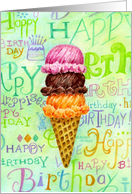 Birthday Friend Ice Cream Cone Three Scoops Sweet Special Suprises card