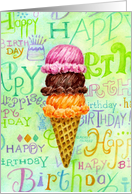 Birthday Christian Ice Cream Cone Three Scoops Sweet Blessings card