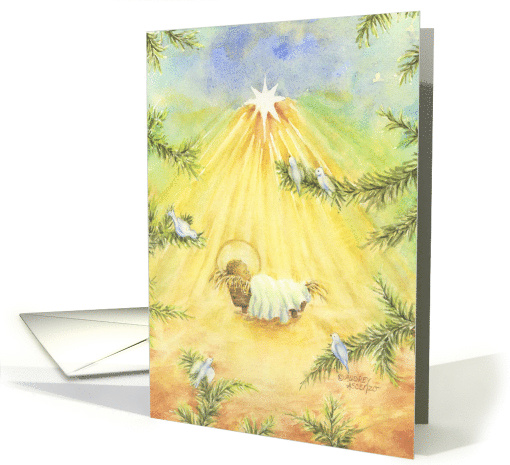 Priest Christmas Jesus And Birds Come Let Us Adore Him Joy card