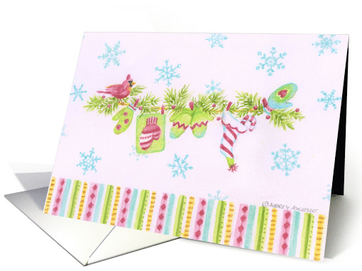 Christmas Gift Card Enclosed Cardinal Mitten Garland... (1458122)