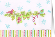 Christmas Thank You Cardinal Mitten Garland Thoughtful Appreciated card