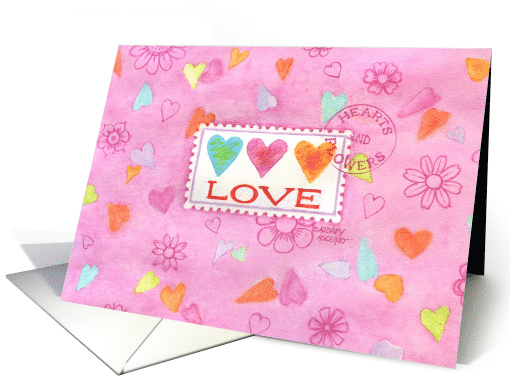 Valentine's Day Sending Love Postage Stamp Happiness Your Way card