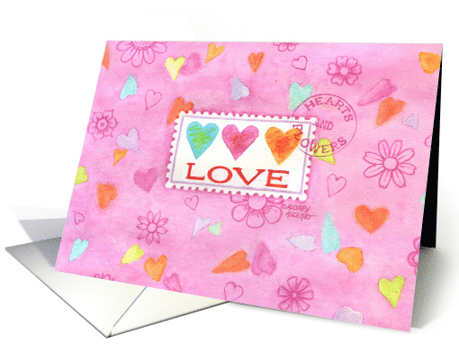 Valentine's Day Wedding Love Postage Stamp Love and Happiness card