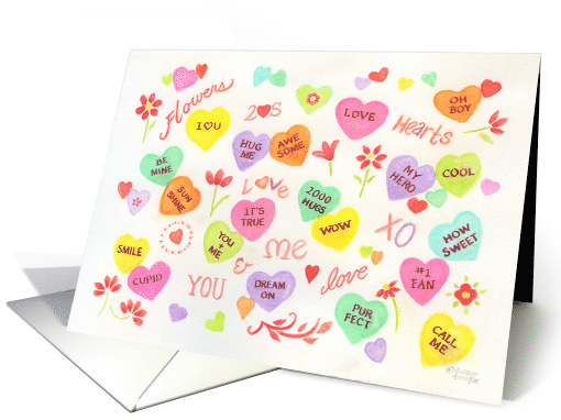 Valentine's Day Happy Words Hearts Flowers You Are the Best card