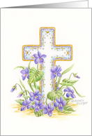 Remembered In Mass Enrollment Spring Violets Cross Love Peace card