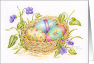 Christian Easter Painted Eggs In Nest Joys and Blessings of Spring card