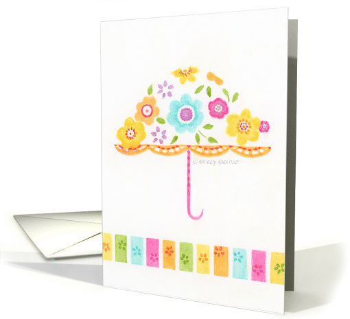 Baby Shower Congratulations Flower Umbrella Joy and Happiness card