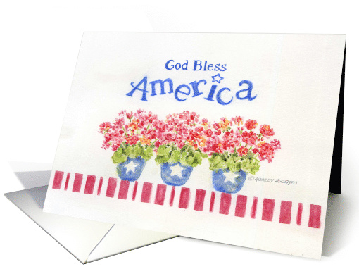 Veterans Day Geraniums God Bless America God Bless You card (1493670)