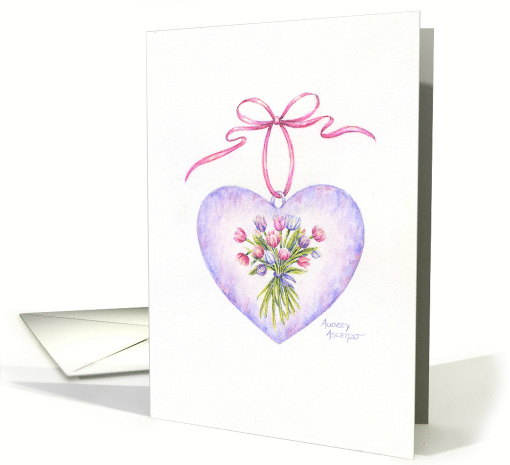 Valentine's Day Tulip Heart Charm You Are Always in My Heart card