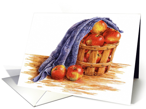 Thanksgiving Thinking of You Apple Basket Full of Blessings card