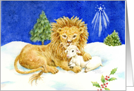 Christmas Lion and Lamb World Peace card