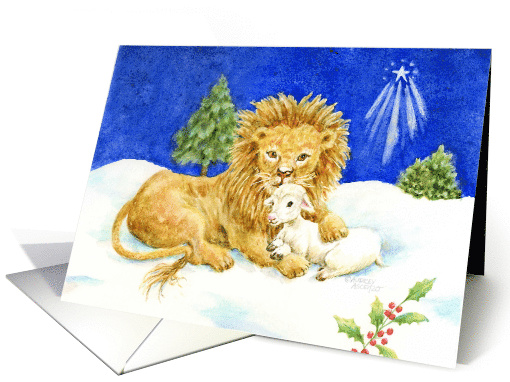 From Veterinarian Christmas Lion and Lamb World of Peace card