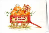 Friend Halloween Pumpkin Wagon card
