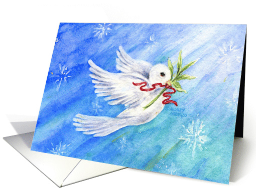 In Remembrance Christmas Dove Olive Branch Bless Comfort Peace card