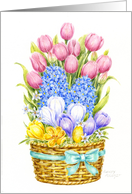 Easter Christian Spring Floral Basket Spring Joys and Blessings card