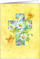 Christian Birthday Daisy Cross Butterflies Birthday Blessings card