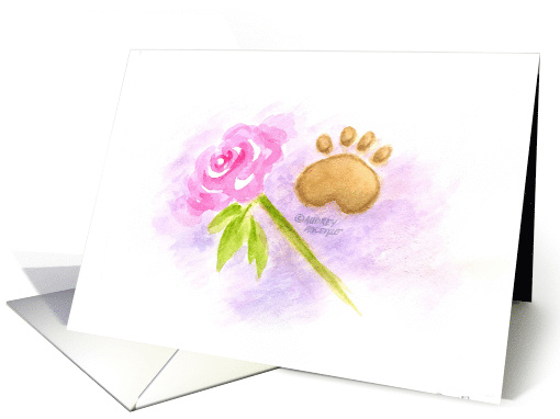 Pet Sympathy Rose Paw Print Caring Thoughts card (1567744)